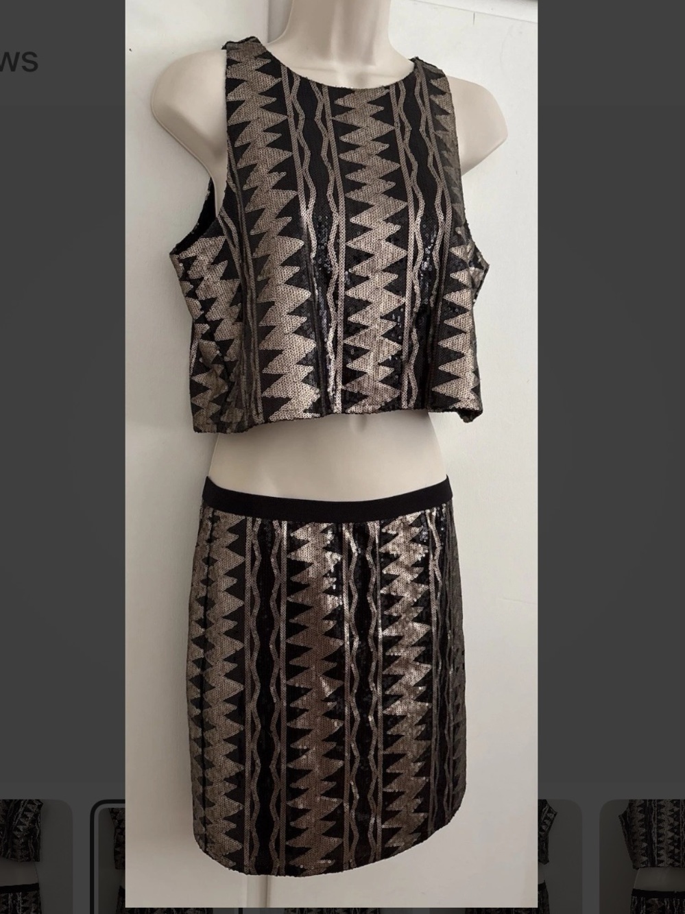 Flawless Sequined Top & Matching Skirt Set Regular Size Small Jack By BB Dakota - Picture 2 of 8